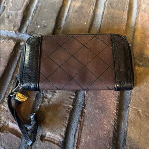 Kerrits Leather Wristlet Zip-Around Wallet Brown